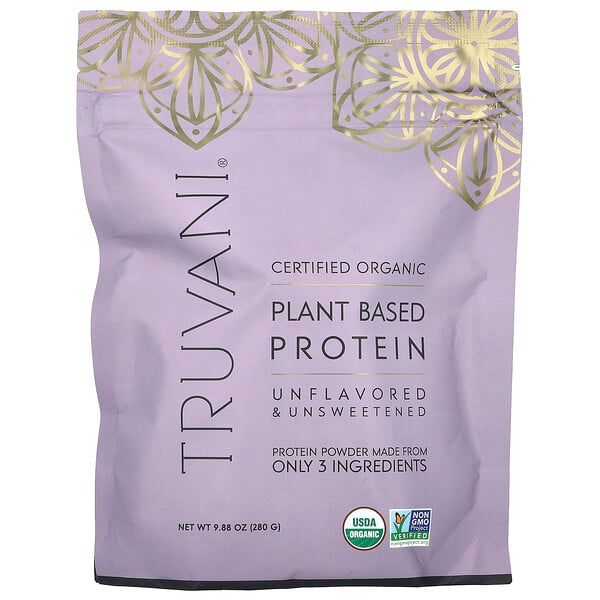 Plant Based Protein, Unflavored (Без вкуса), Unsweetened, 9.88 oz (Унции) (280 g) Truvani