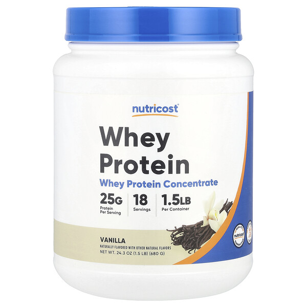 Whey Protein Concentrate, Vanilla, 1.5 lb (Фунты) (680 g) Nutricost