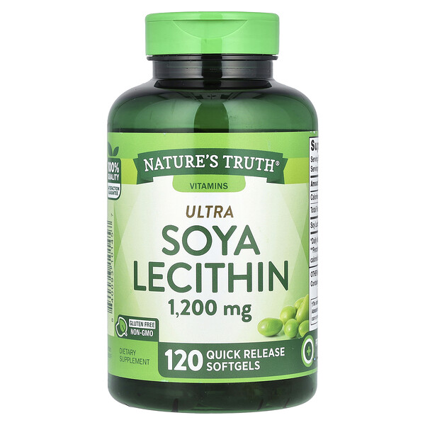 Ultra Soya Lecithin, 1,200  mg, 120 Quick Release Softgels (Мягкие капсулы быстрого высвобождения) Nature's Truth