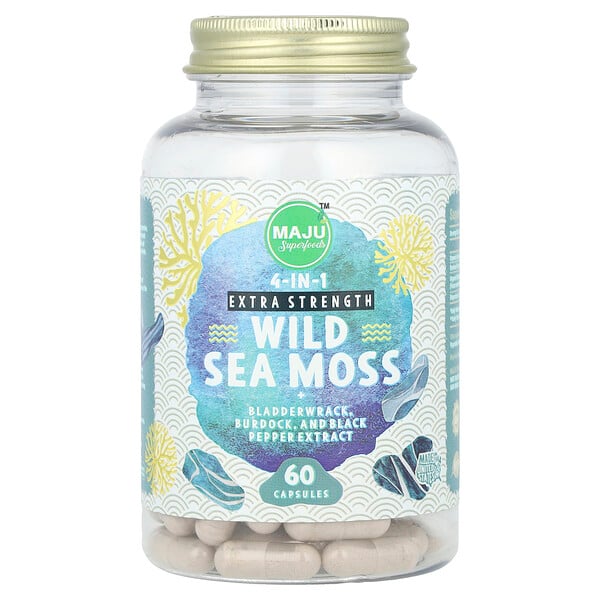 Extra Strength Wild Sea Moss, 60 Capsules (Капсулы) Maju Superfoods