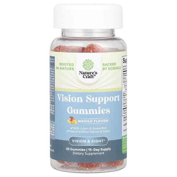 Vision Support Gummies (Жевательные конфеты), Mango , 30 Gummies Nature's Craft