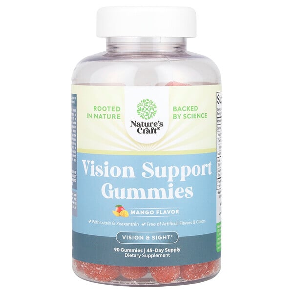 Vision Support Gummies (Жевательные конфеты), Mango, 90 Gummies Nature's Craft