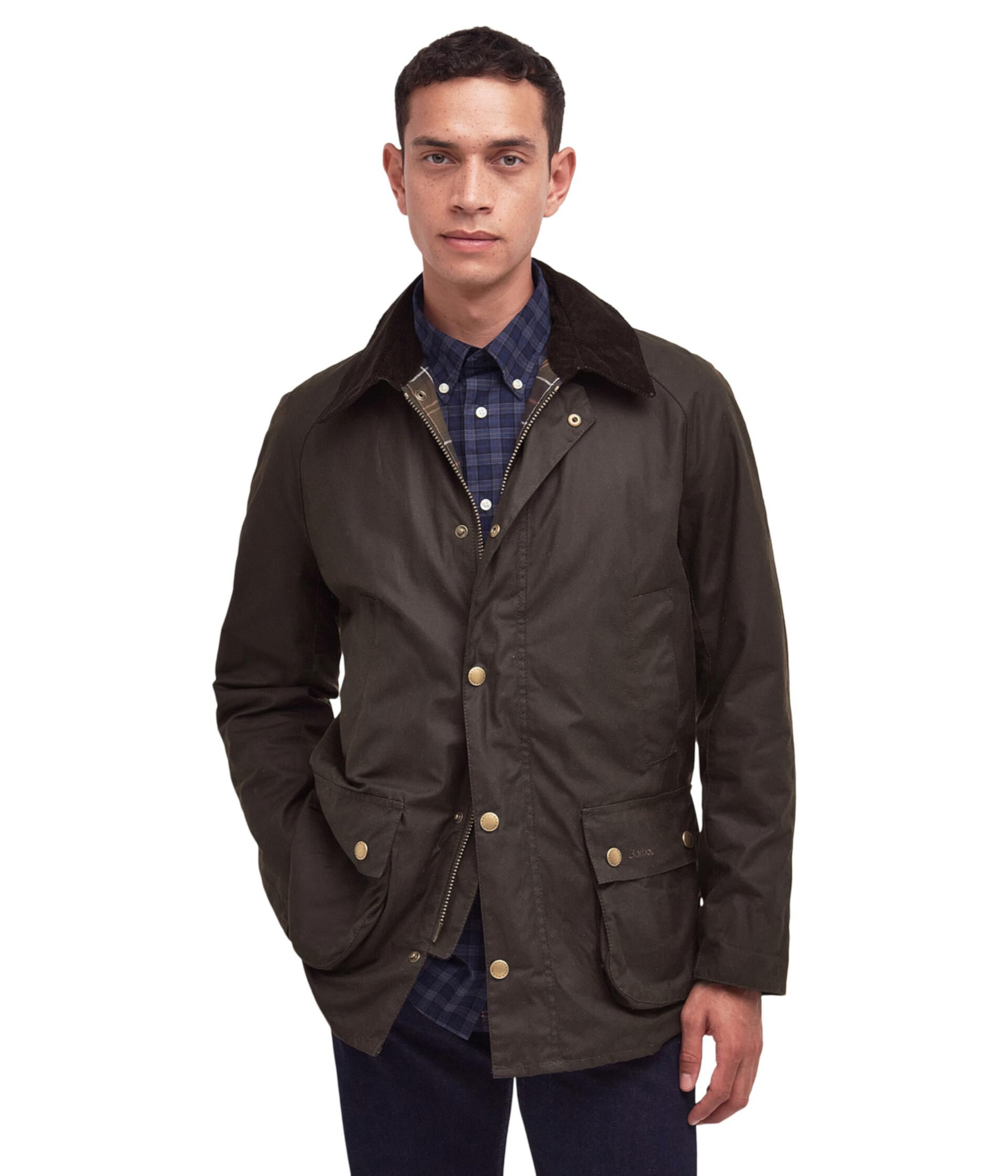 Мужская восковая куртка Barbour Ashby из 100% хлопка с классическим кроем и стильной отделкой Barbour