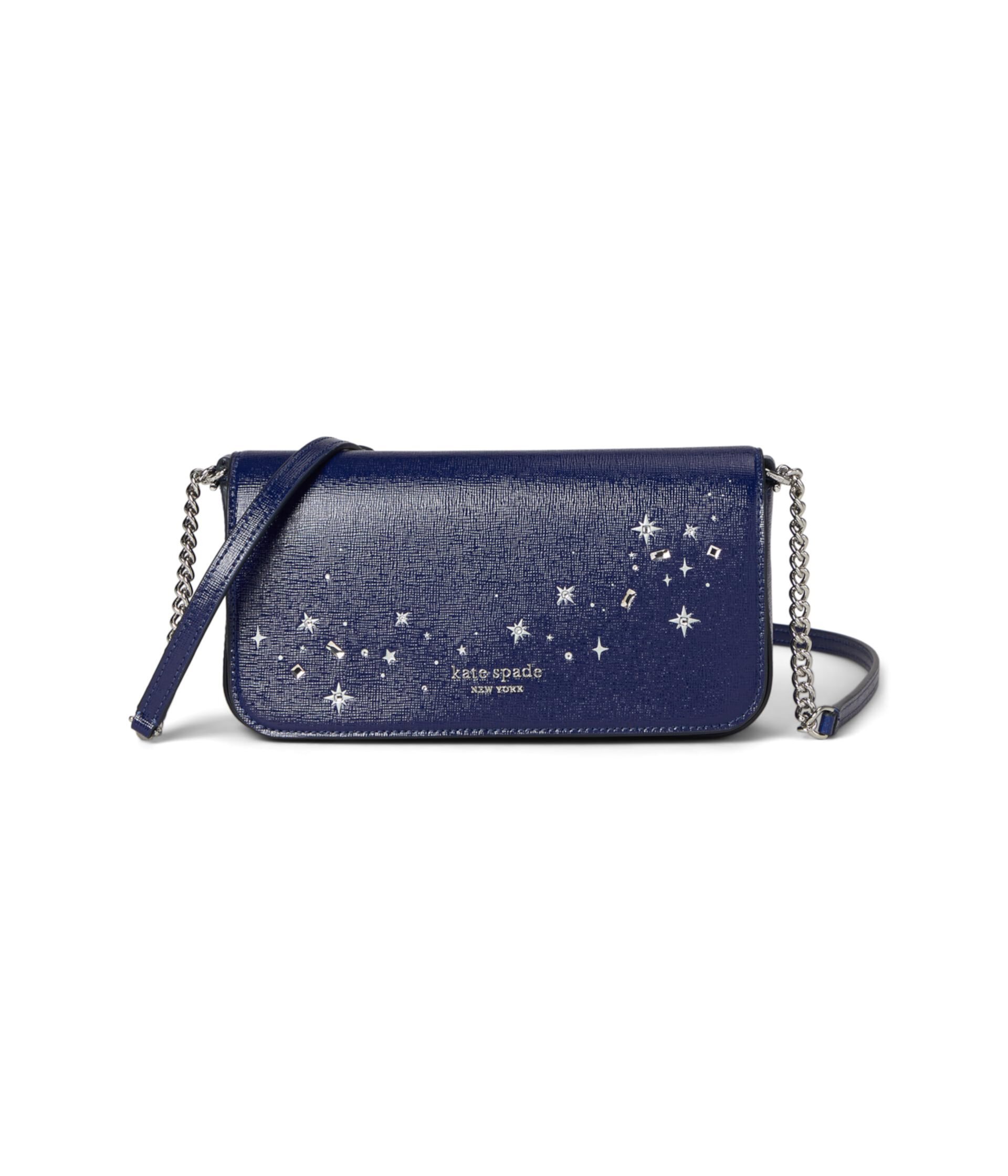 Сумка кросс-боди Kate Spade New York Devin Embellished Shiny Saffiano Flap Chain Wallet Kate Spade New York