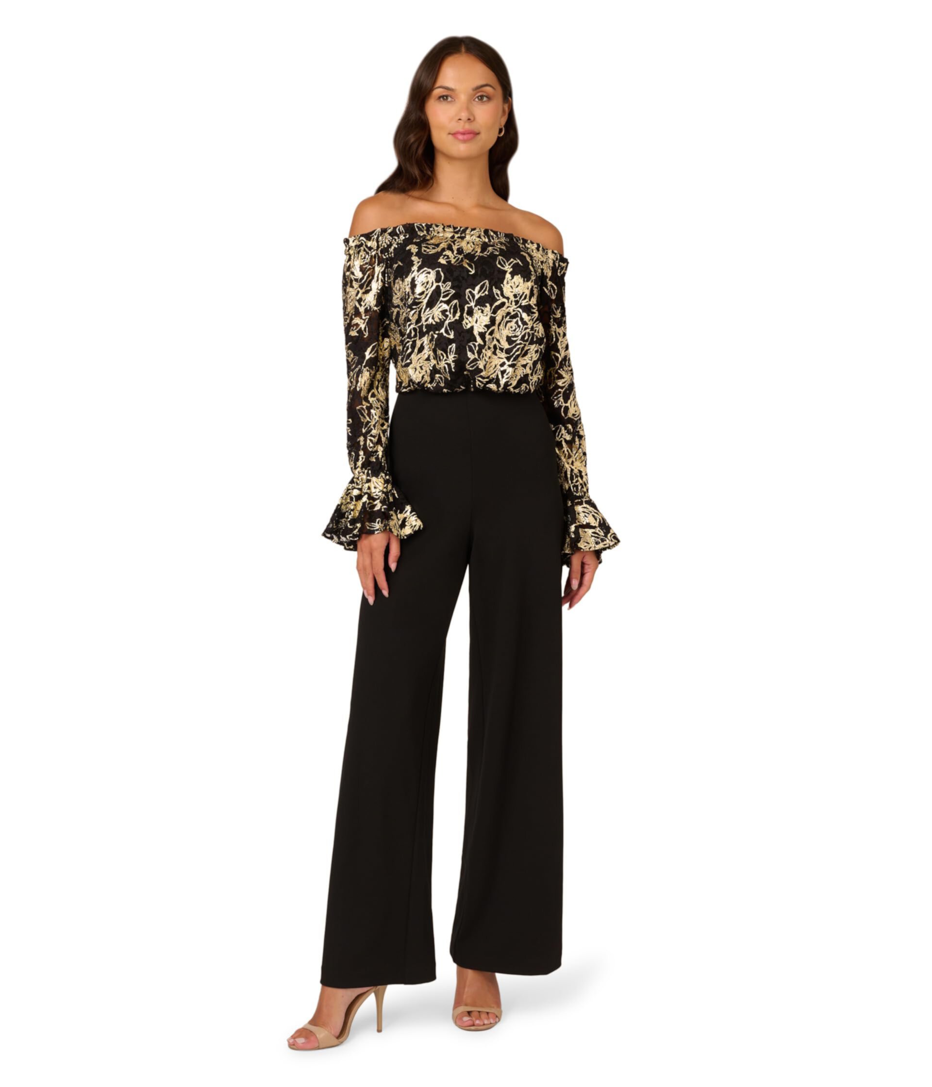 Lace and Crepe Jumpsuit Adrianna Papell