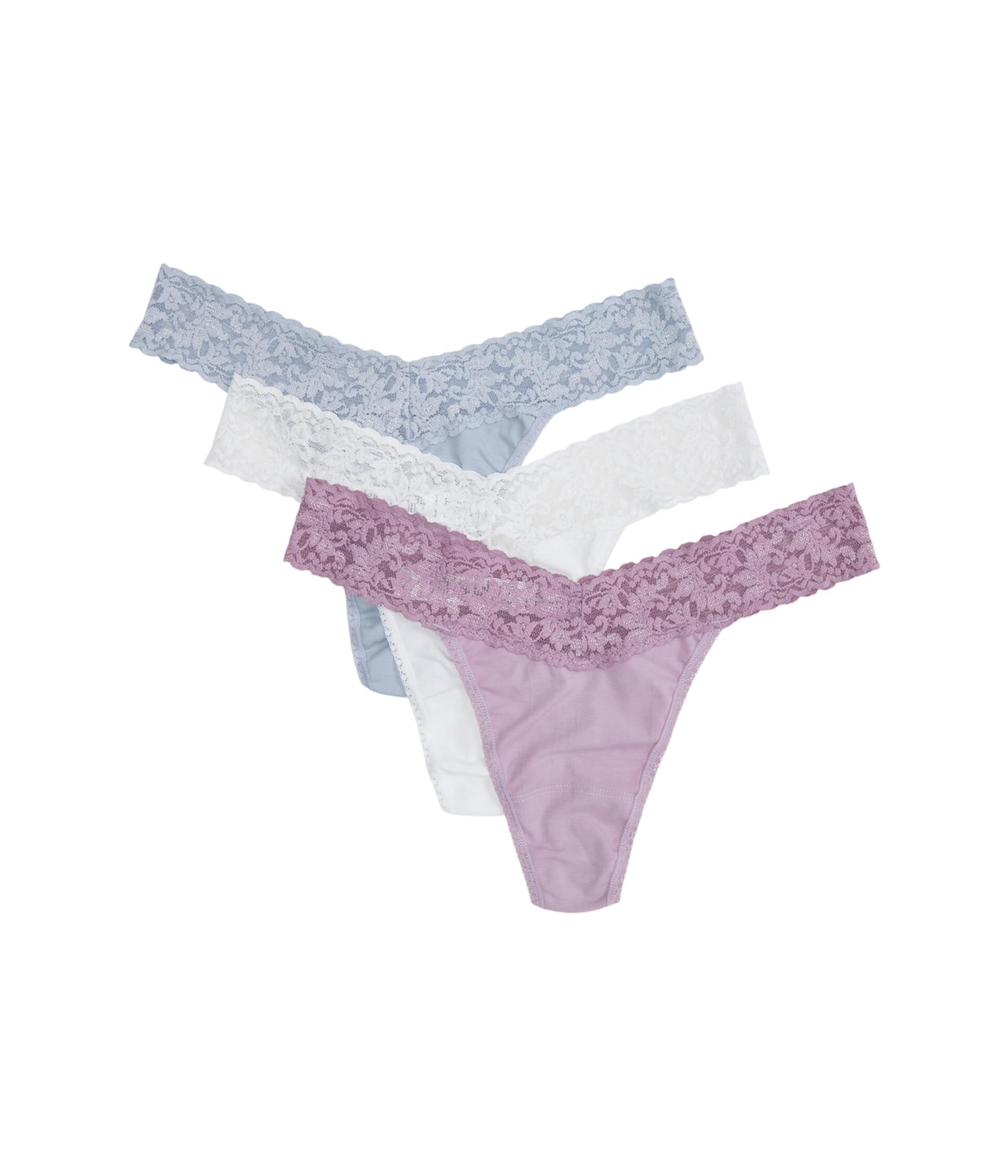 Supima® Cotton Original Rise Thong 3 Pack Hanky Panky