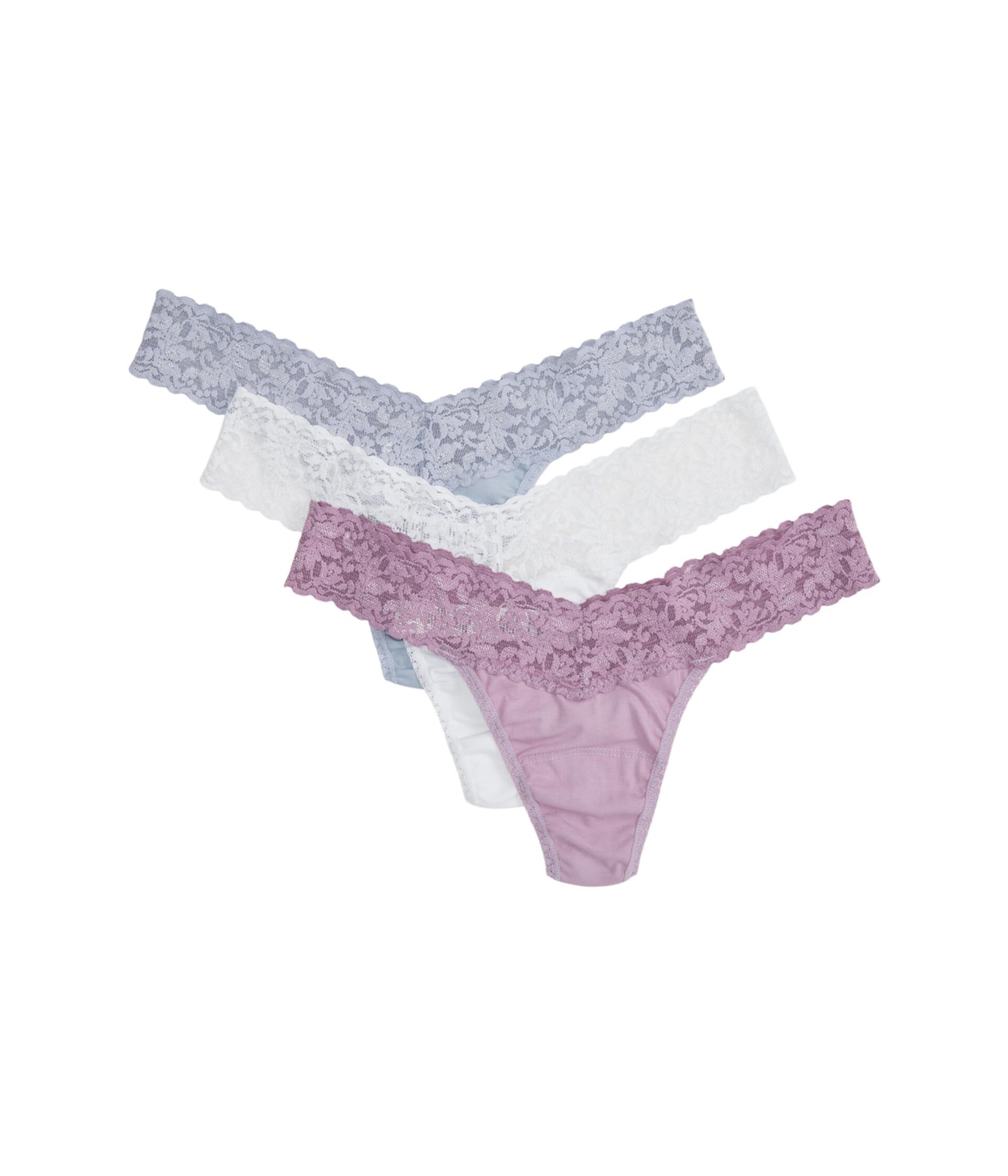 Женские Трусы Hanky Panky Supima® Cotton Low Rise Thong 3 Pack Hanky Panky