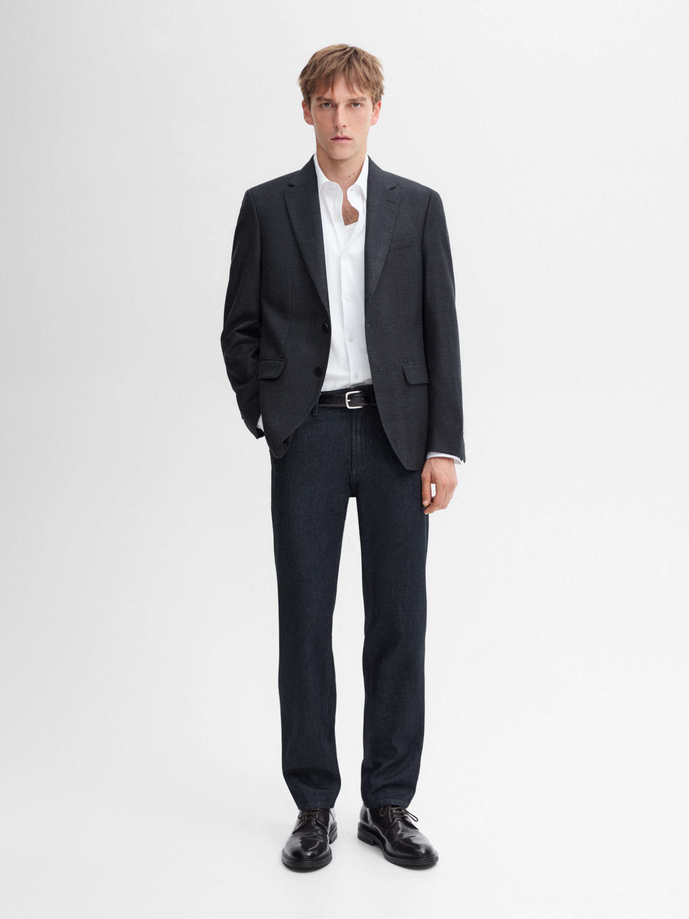 100% wool check suit blazer Massimo Dutti