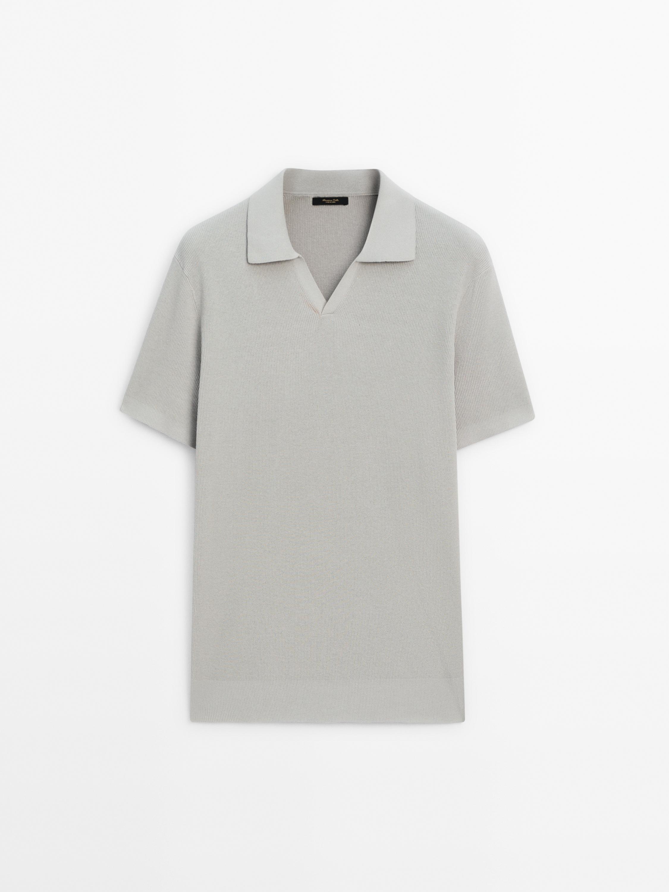 Cotton blend knit polo shirt Massimo Dutti