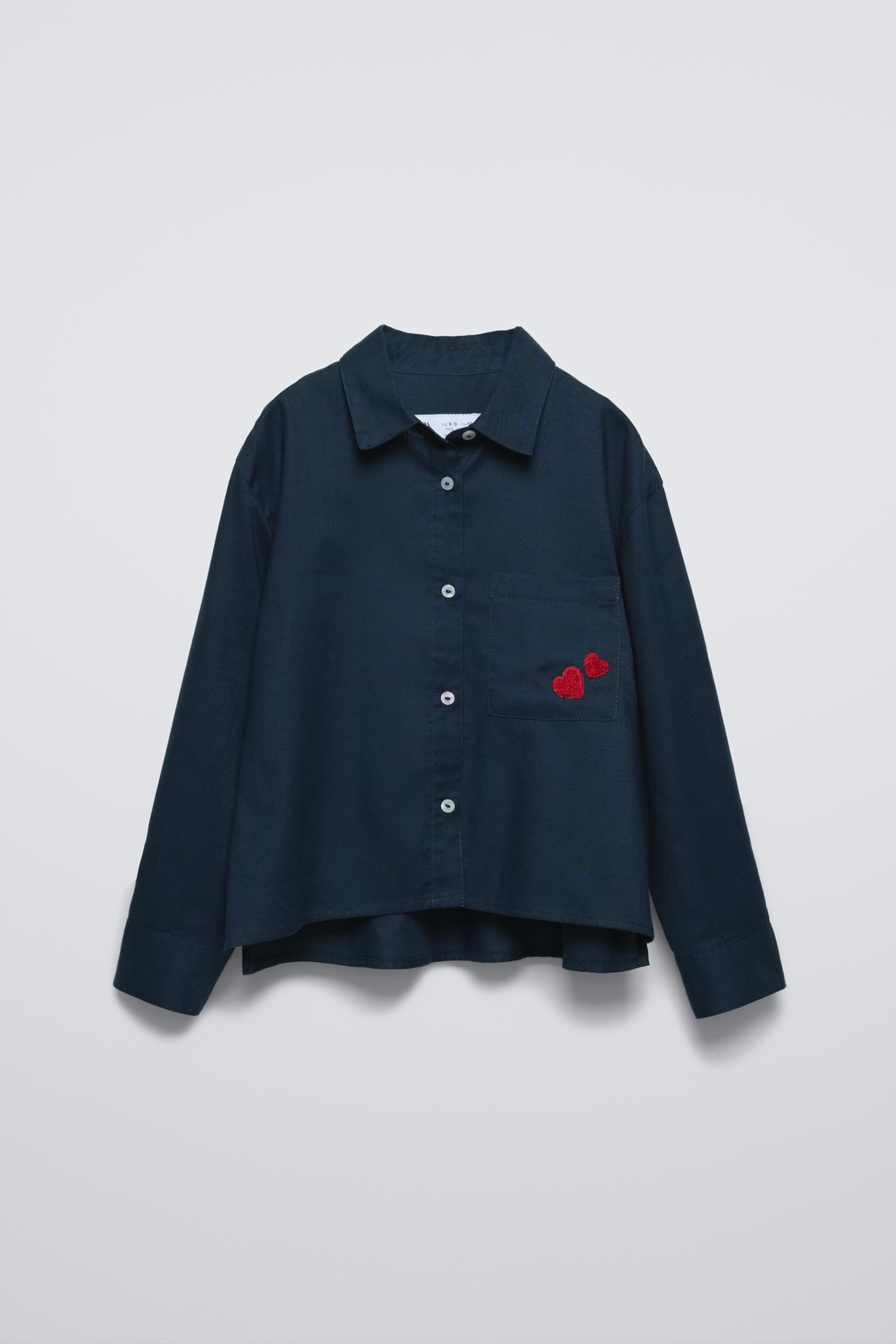  Рубашка Zara EMBROIDERED POCKET SHIRT ZARA