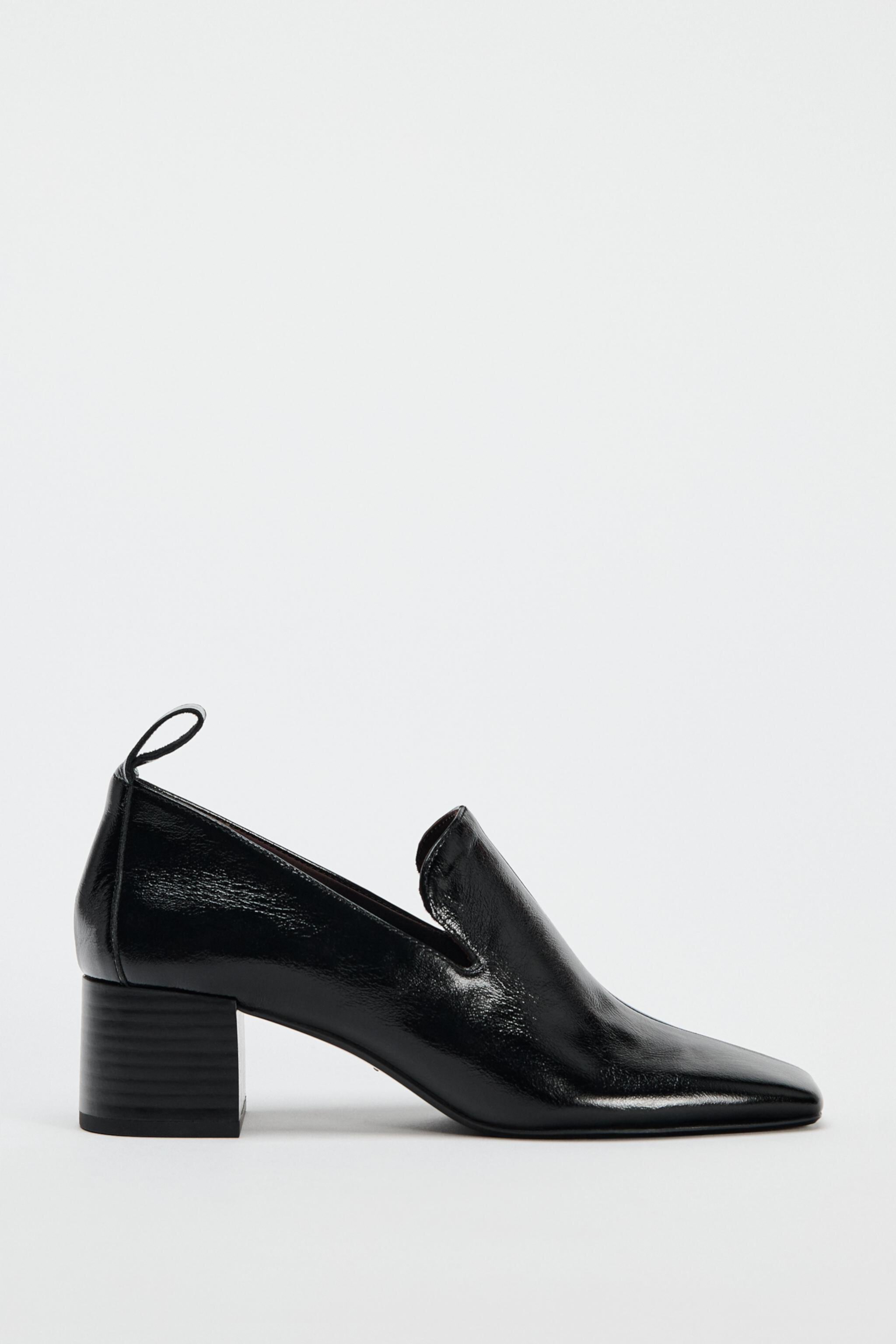 Женские Лодочки ZARA HEELED LEATHER LOAFERS ZARA