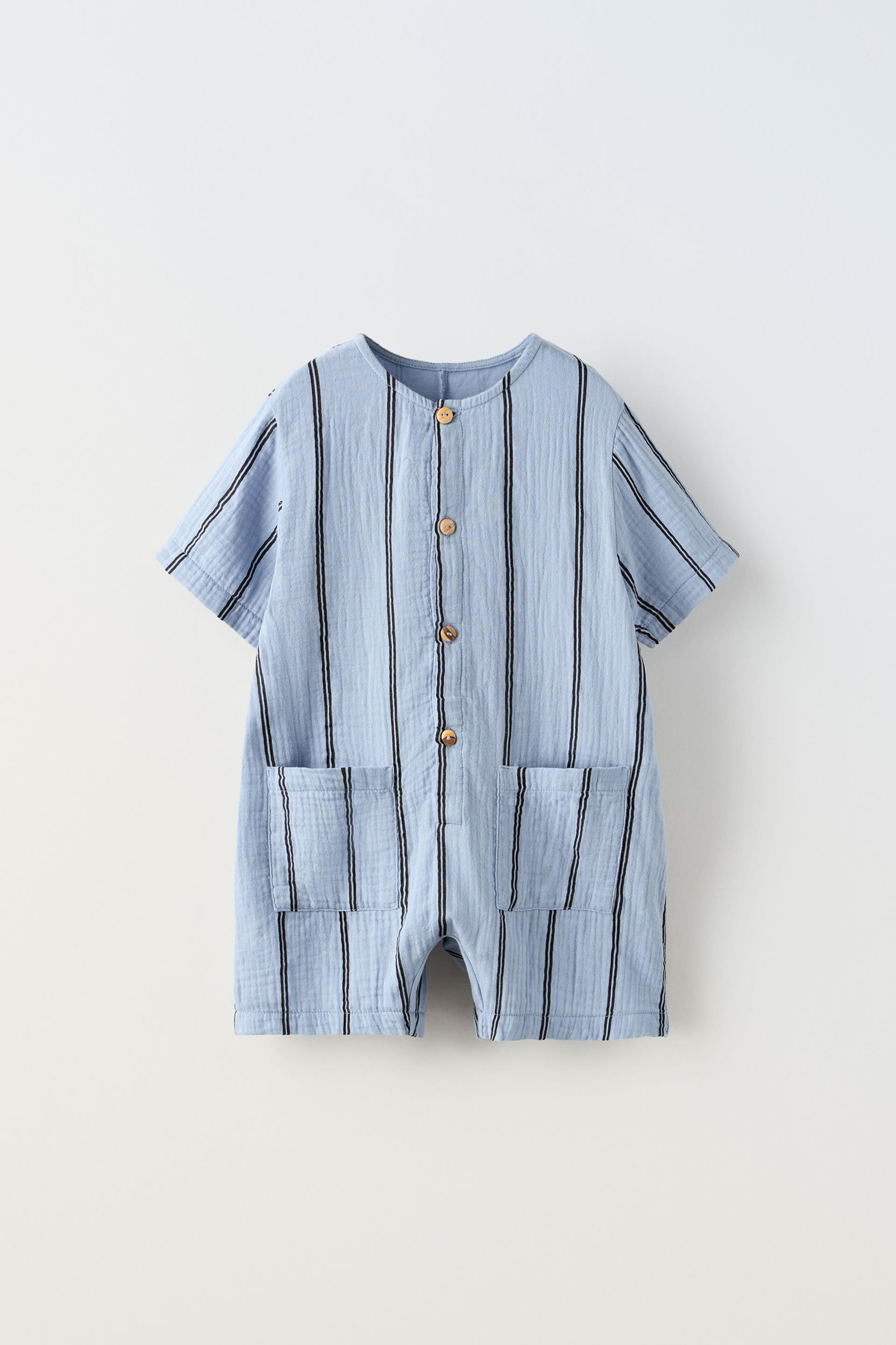 Детские Комбинезоны ZARA TEXTURED STRIPED OVERALLS ZARA