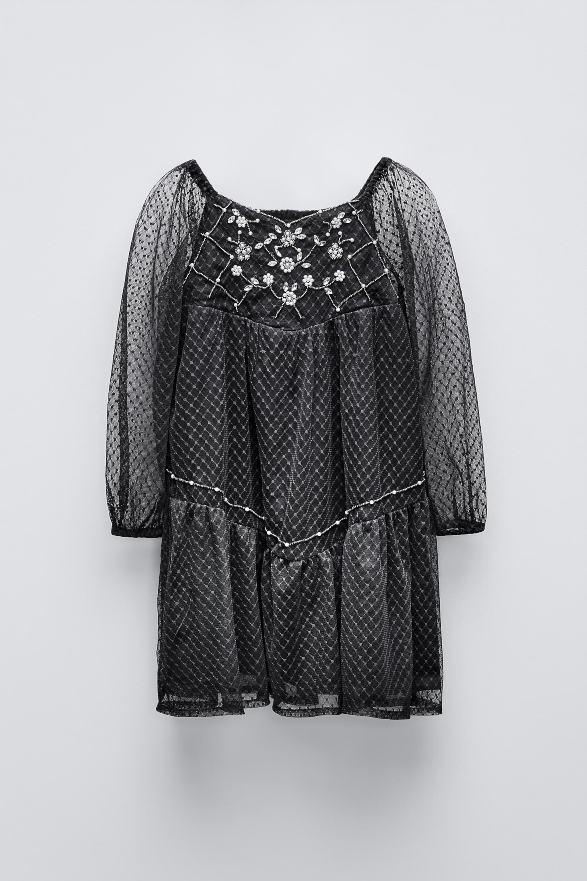  Нарядное Платье Zara Tulle Rhinestone ZARA