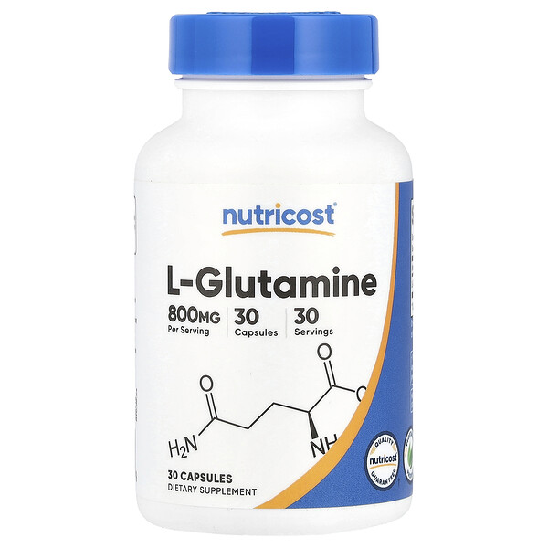 L-Glutamine, 800 mg, 30 Capsules (Капсулы) Nutricost