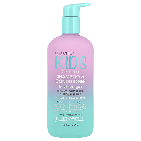 Eco Chic® Kids, 2-In-1 Daily Shampoo & Conditioner, For All Hair Types, 16.5 fl oz (487 ml) Giovanni