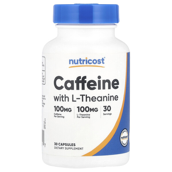 Caffeine With L-Theanine, 30 Capsules (Капсулы) Nutricost