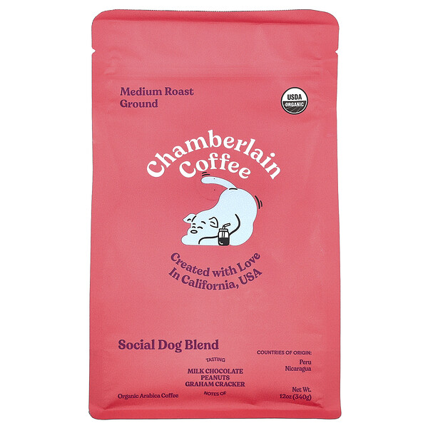 Органический молотый кофе средней обжарки Social Dog Blend, 340 г Chamberlain Coffee