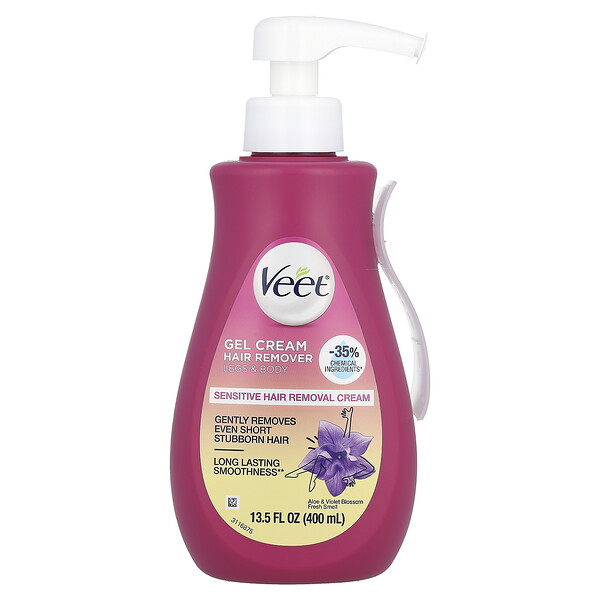 Gel Cream Hair Remover, Sensitive, Aloe & Violet Blossom Fresh Smell, 13.5 fl oz (400 ml) Veet