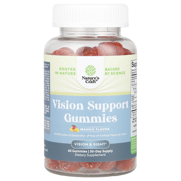 Vision Support Gummies (Жевательные конфеты), Mango , 60 Gummies Nature's Craft