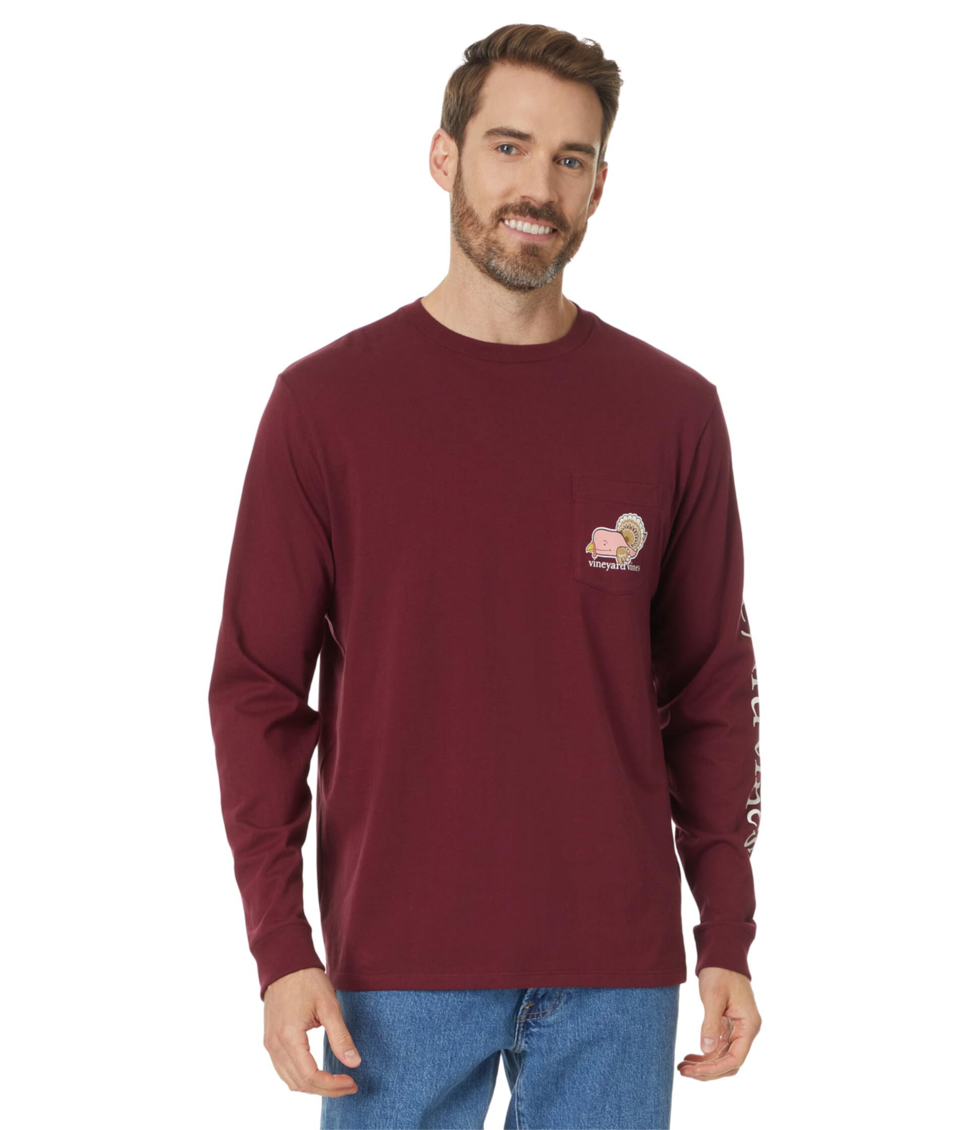 Мужская Футболка Vineyard Vines Turkey Character Whale Long Sleeve Vineyard Vines