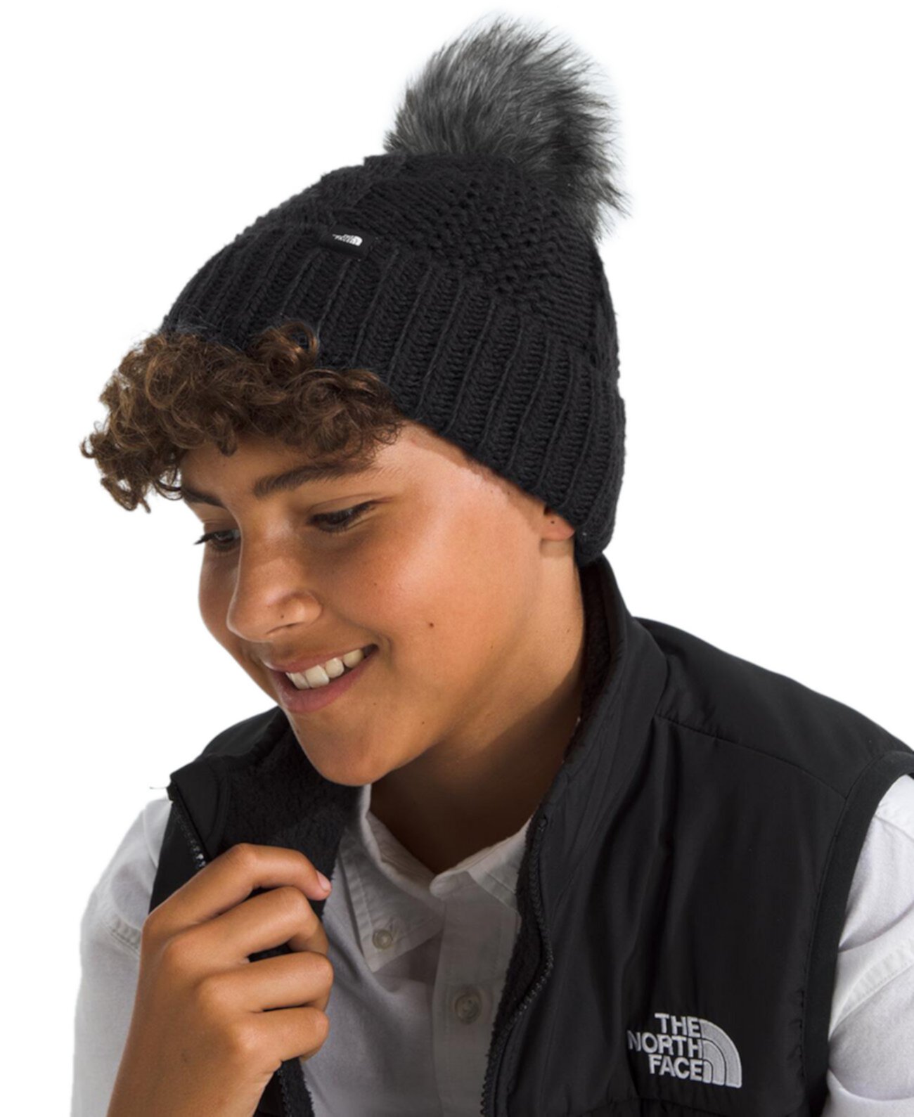 Big Kids Oh Mega Faux-Fur Pom Beanie The North Face