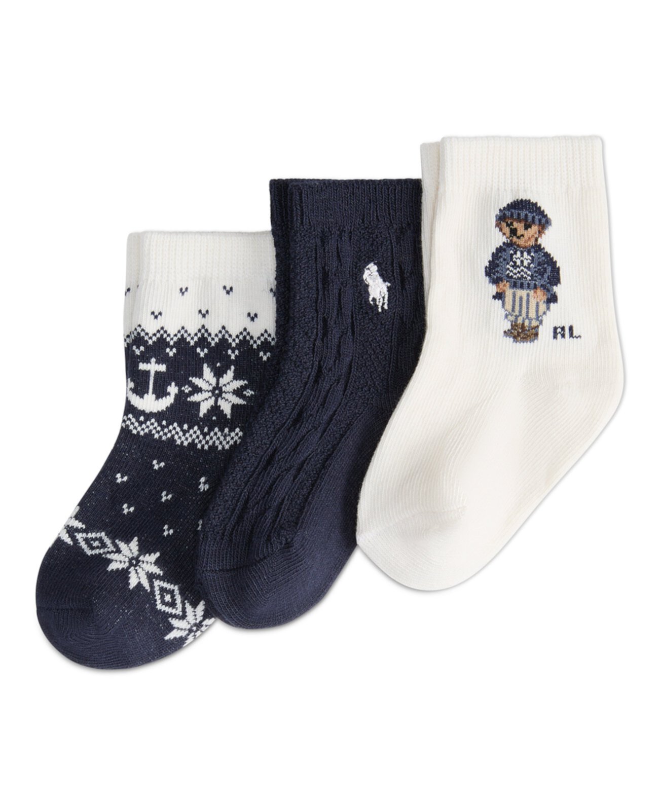  Детские Носки Polo Ralph Lauren Holiday Bear, 3-Pack Polo Ralph Lauren