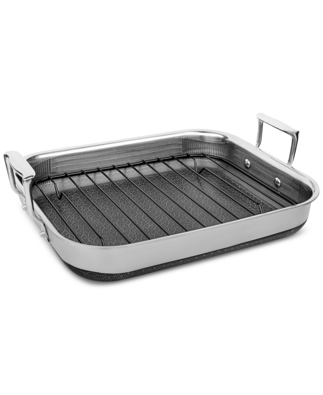 DiamondClad 14" x 12" Hybrid Nonstick Stainless Steel Roasting Pan with Rack Livwell