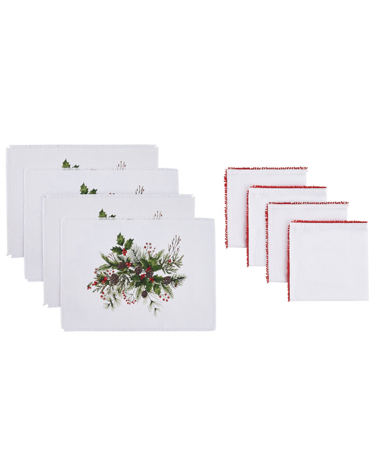 Pine Ivy Polyester 8 Piece Placemats/Napkins Set Avanti