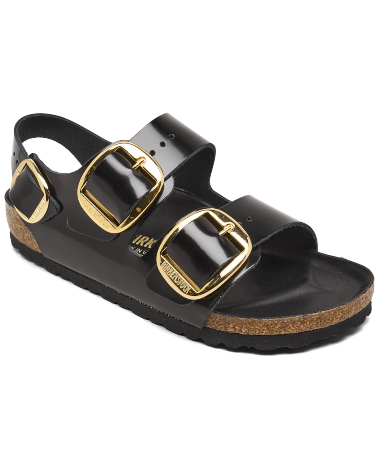 Женские Сандалии на плоской подошве Birkenstock Milano Big Buckle High Shine Natural Leather Patent Birkenstock