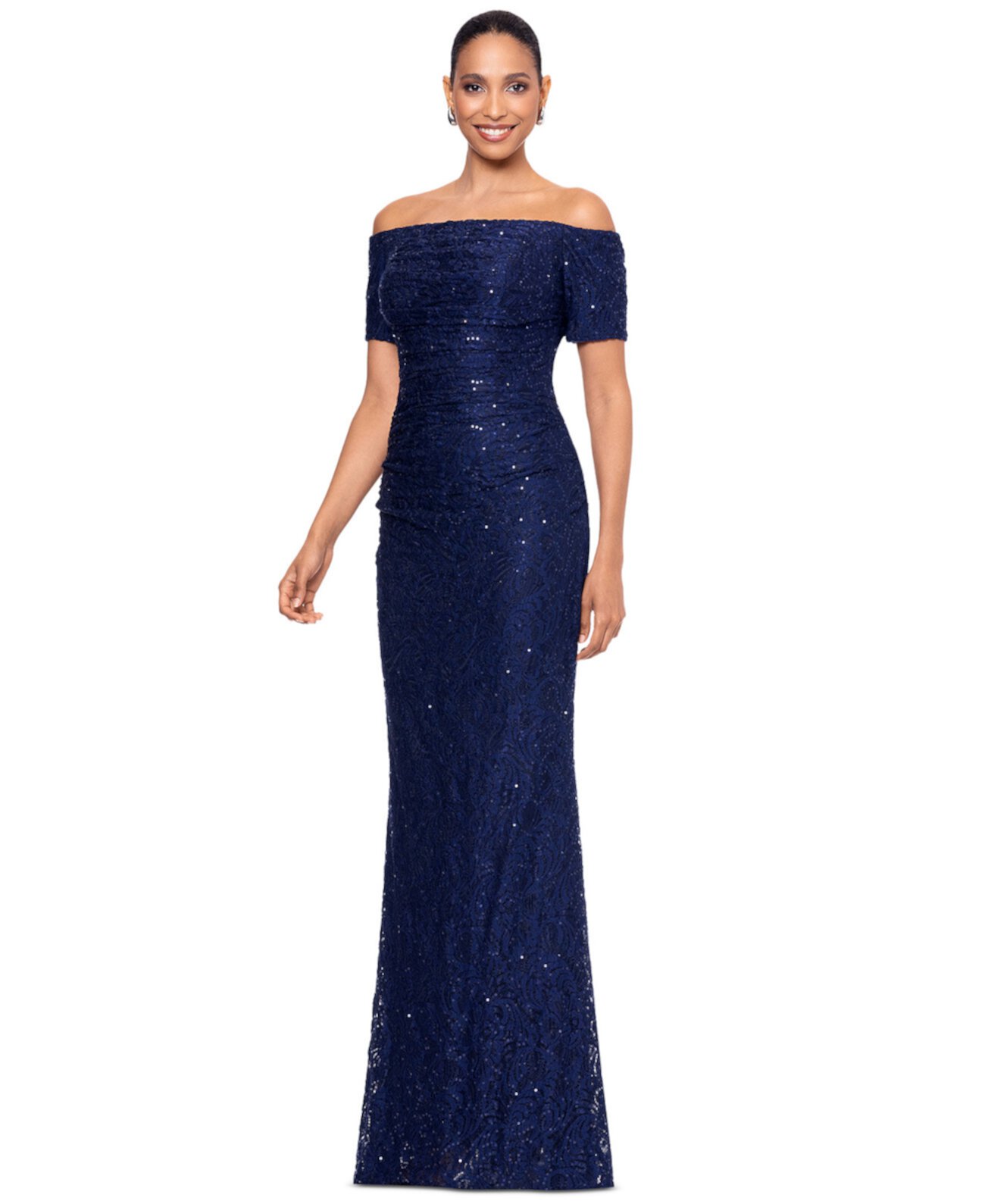 Женское Платье XSCAPE Petite Off-The-Shoulder Lace Evening Gown XSCAPE