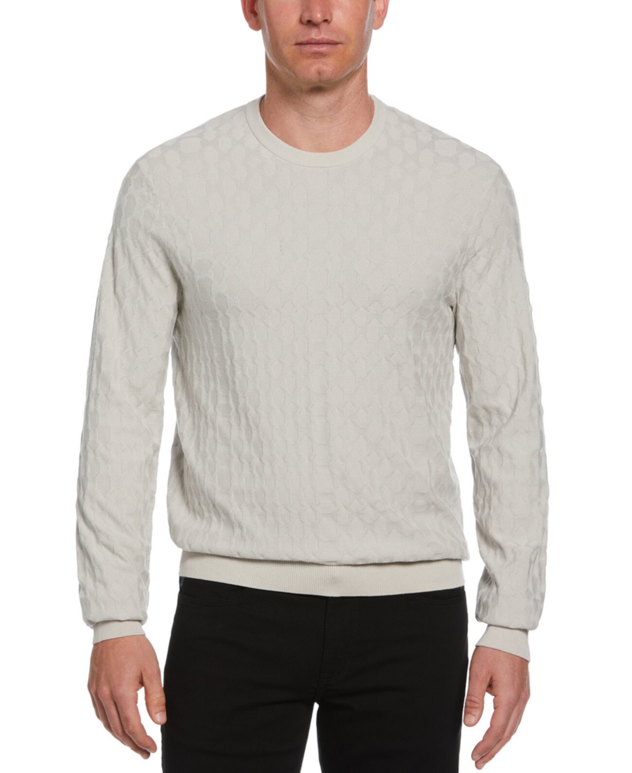 Мужской Свитер Perry Ellis Regular-Fit Textured Geo Crewneck Perry Ellis