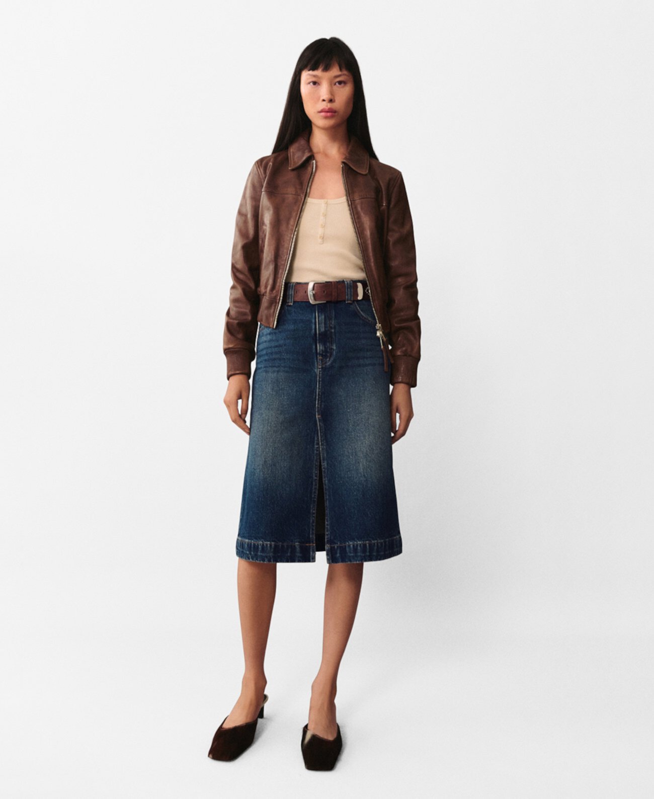 Women's Denim Midi-Skirt MANGO