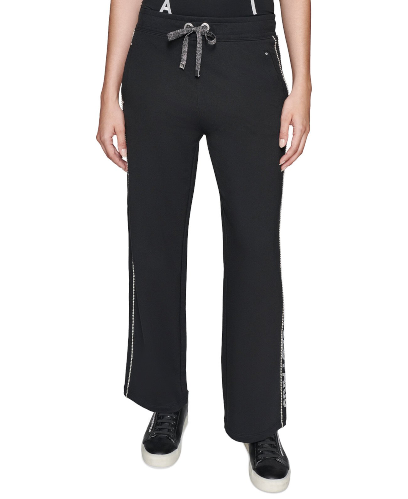 Женские Повседневные брюки Karl Lagerfeld Paris Petite Crystal Logo Jogging Pants Karl Lagerfeld Paris