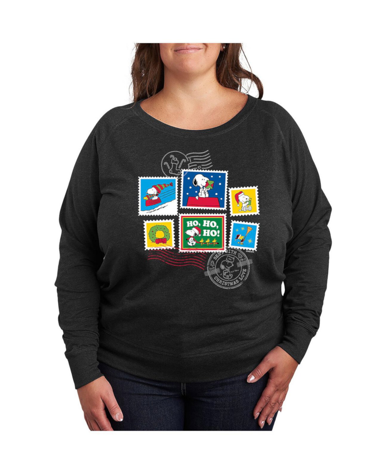 Женская Футболка Hybrid Apparel Trendy Plus Size Peanuts Holidays Graphic Pullover Hybrid Apparel