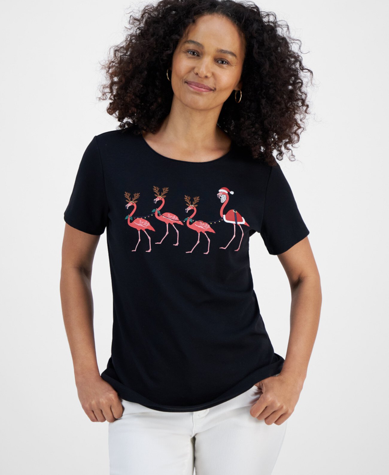 Женская Футболка Holiday Lane Petite Flamingo Print Holiday Lane