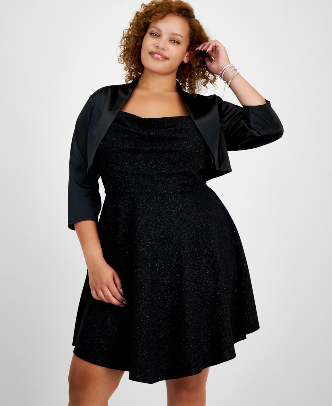 Женский Блейзер City Studios Trendy Plus Size Satin Open-Front Shrug City Studios