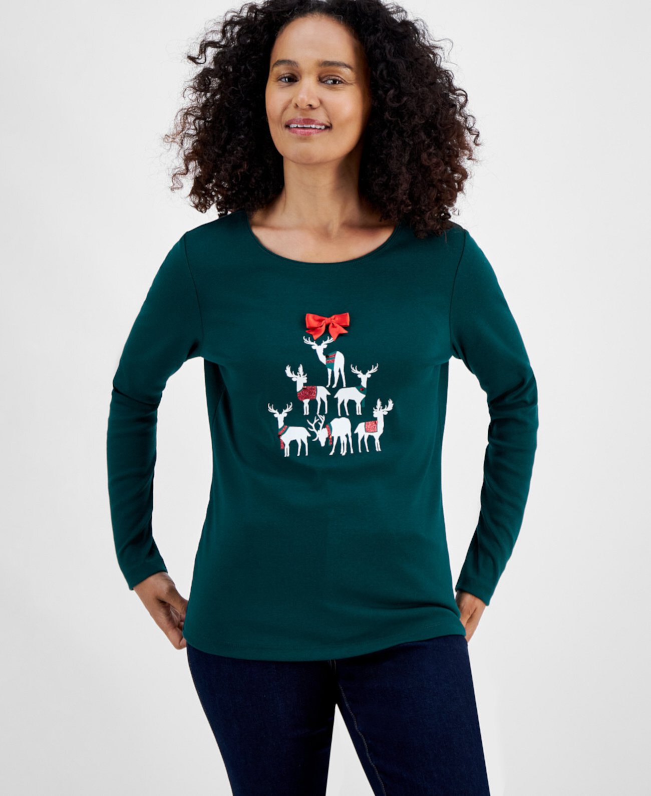 Женская Футболка Holiday Lane Petite Deer Celebration Top Holiday Lane