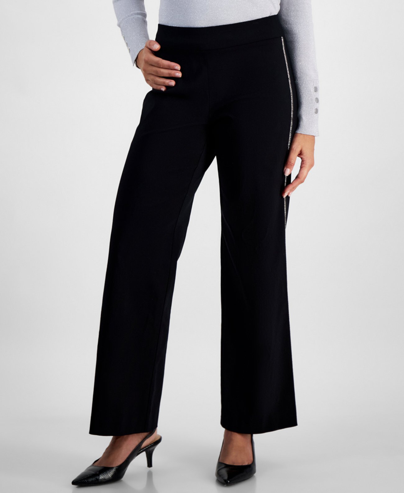 Женские Повседневные брюки J&M Collection Petite Embellished Wide-Leg Pants J&M Collection