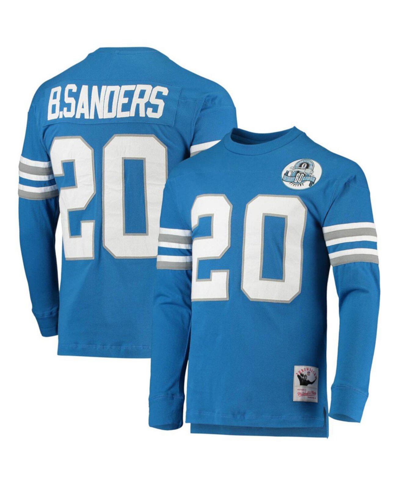 Мужская Джерси Mitchell & Ness Barry Sanders Синий Detroit Lions 1993 Mitchell & Ness