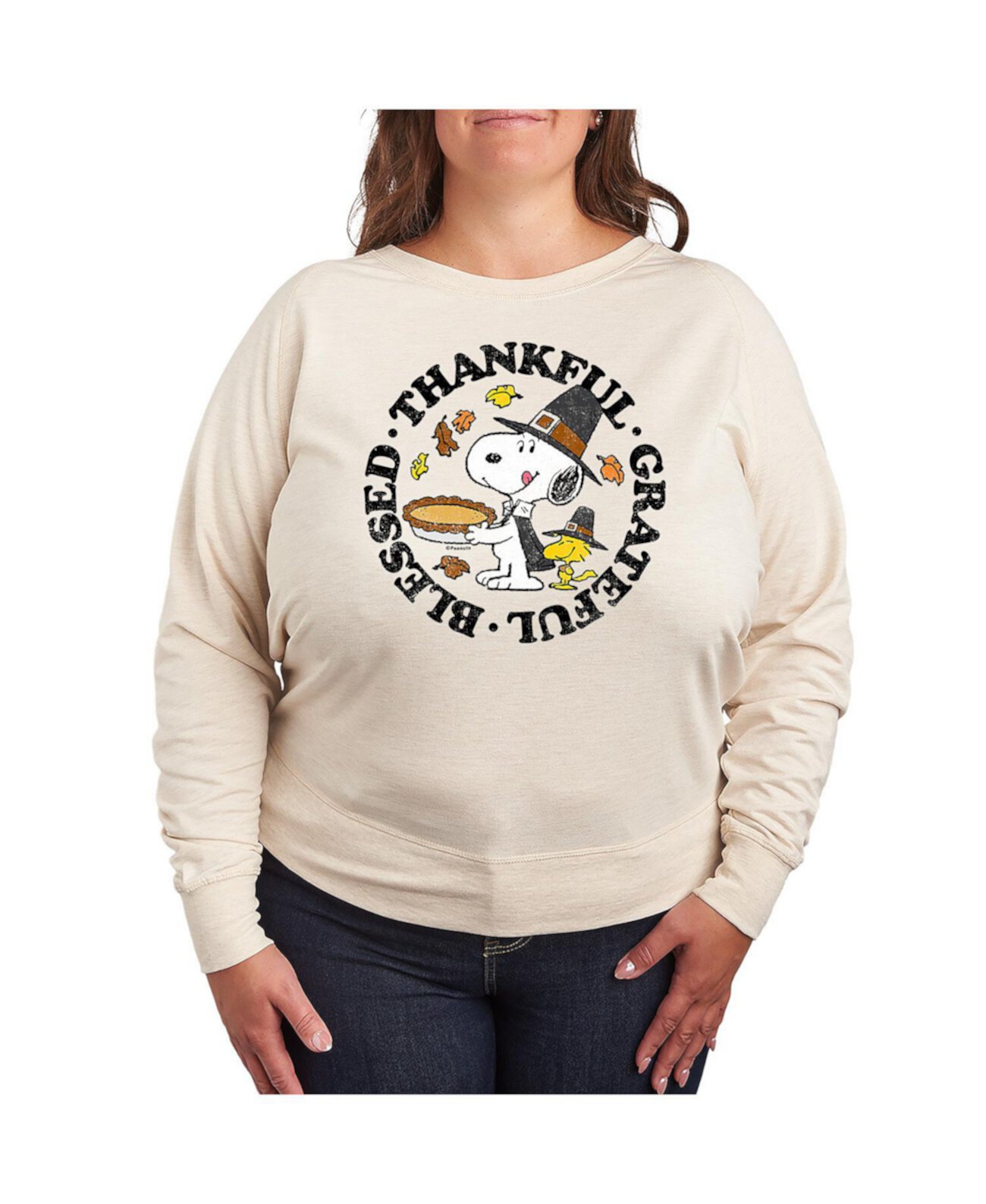 Женская Толстовка Hybrid Apparel Plus Size Peanuts Thankful Graphic Hybrid Apparel