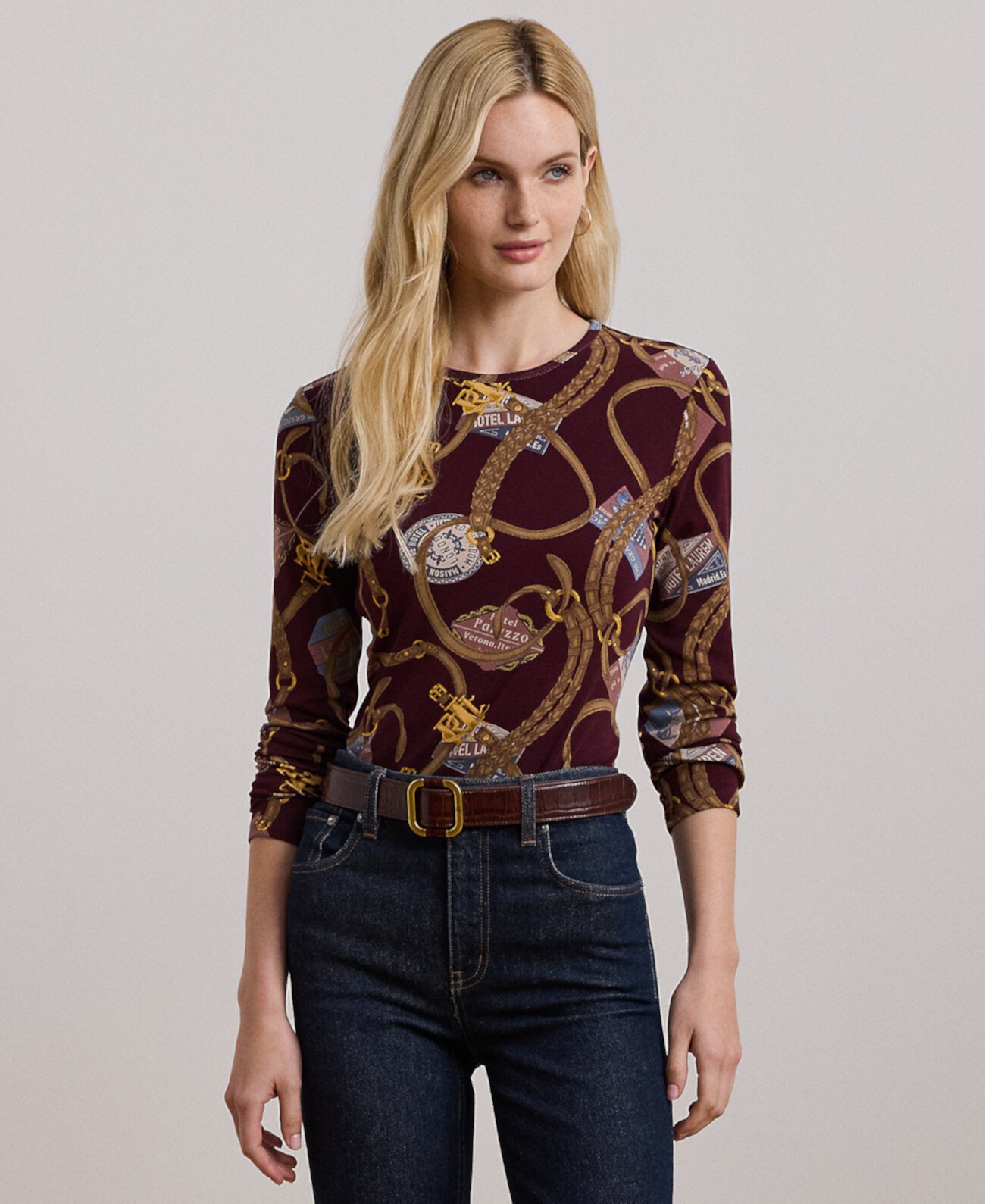 Женская Футболка LAUREN Ralph Lauren Petite Belting-Print LAUREN Ralph Lauren