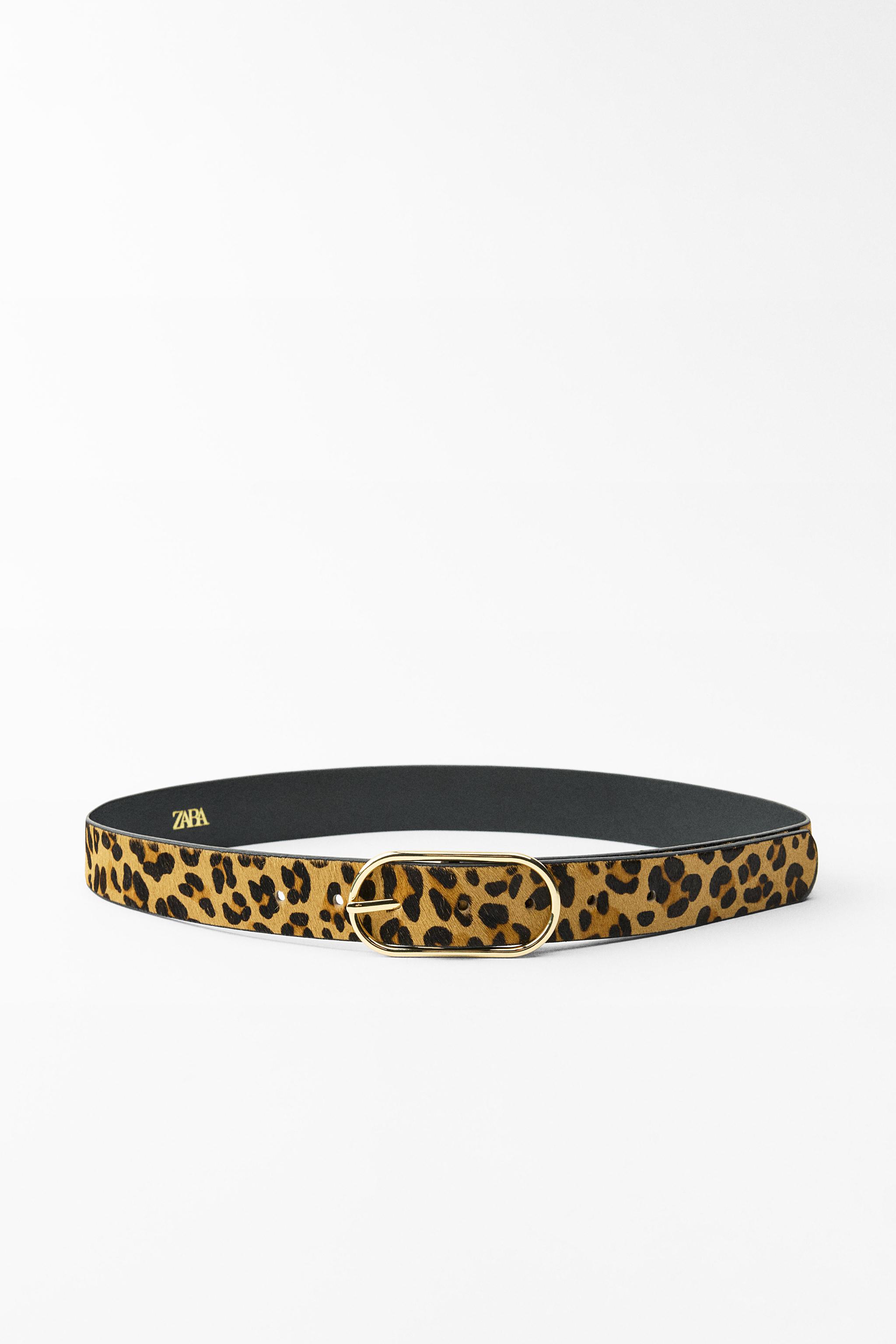 ANIMAL PRINT LEATHER BELT Zara