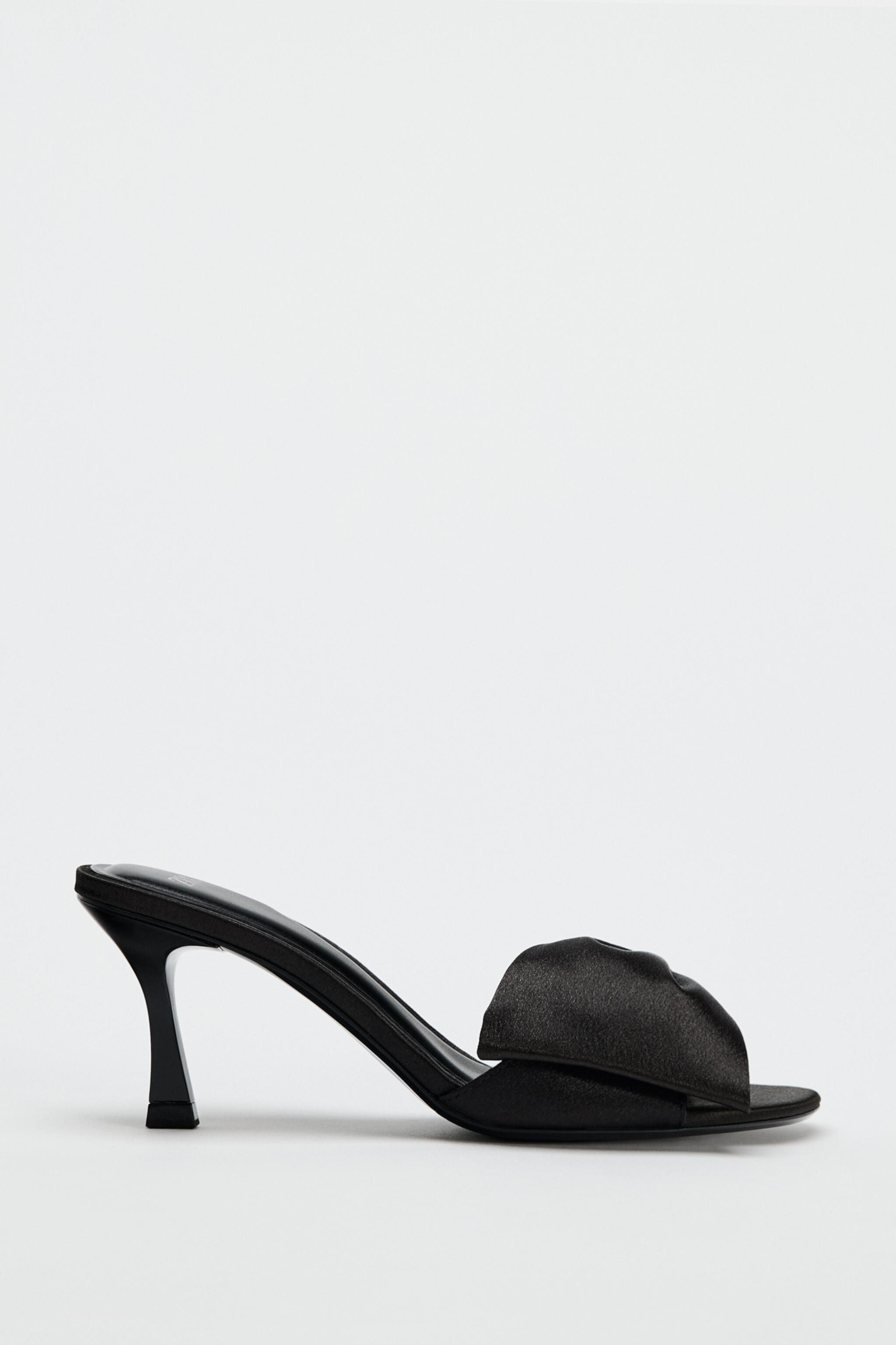 Женские Босоножки на каблуке Zara HEELED SANDALS WITH BOW ZARA