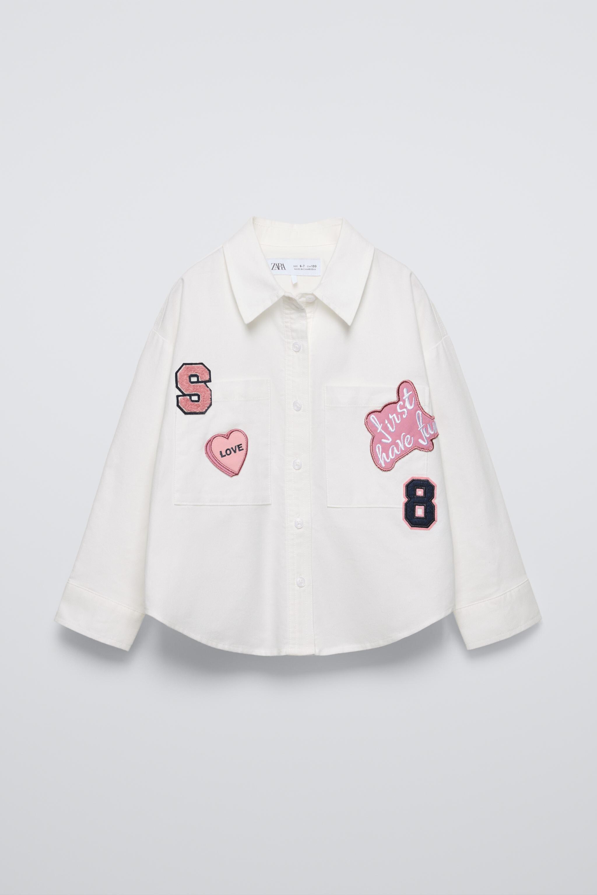  Рубашка Zara OXFORD SHIRT WITH PATCHES ZARA