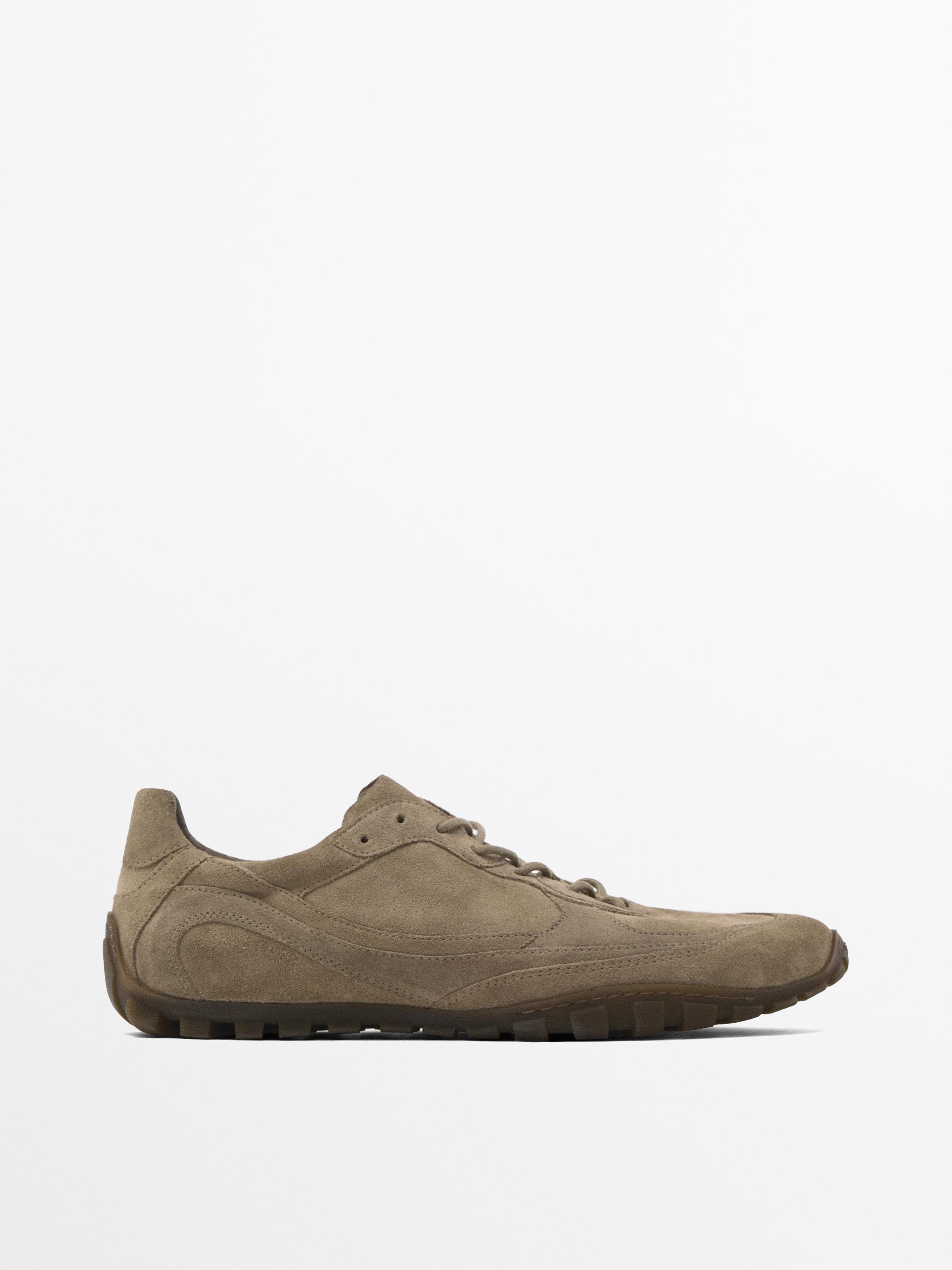 Split-leather trainers with pieces Massimo Dutti