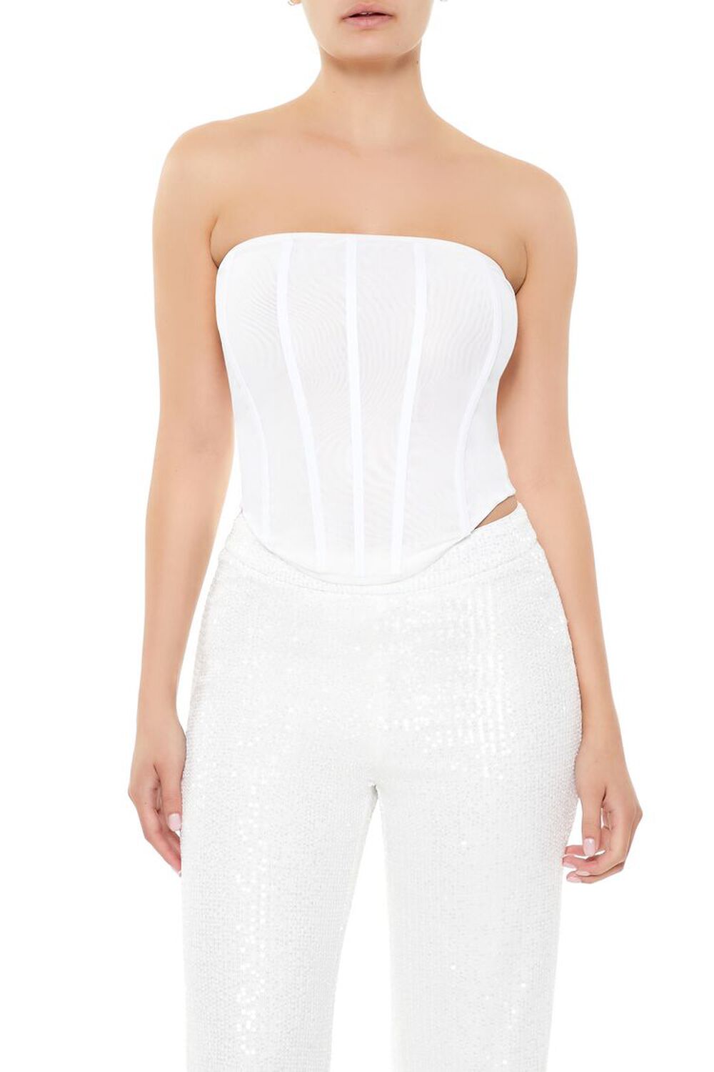 Женская Укороченная футболка FOREVER21 Corset Mesh Tube Top FOREVER21