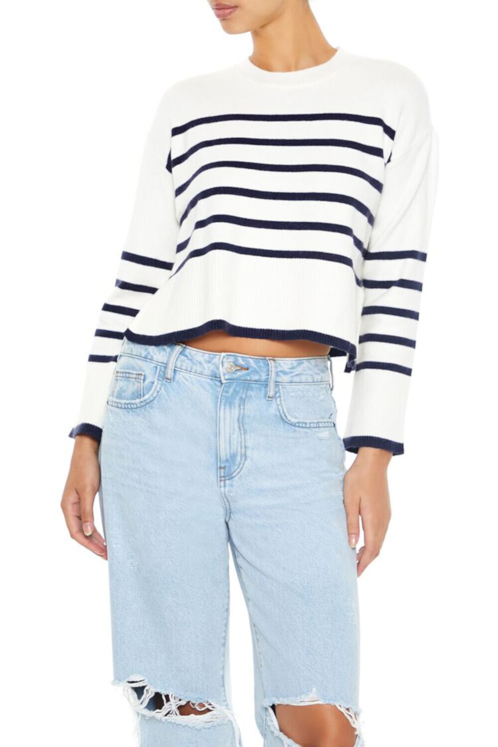 Женский Свитер FOREVER21 Р striped Cropped FOREVER21