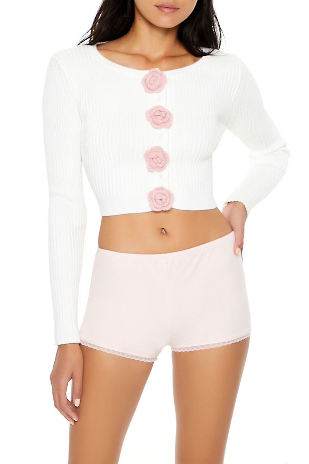 Женский Кардиган FOREVER21 Cropped Rosette FOREVER21