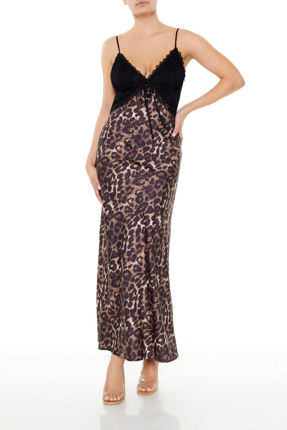 Женское Повседневное Платье FOREVER21 Leopard Combo Maxi FOREVER21