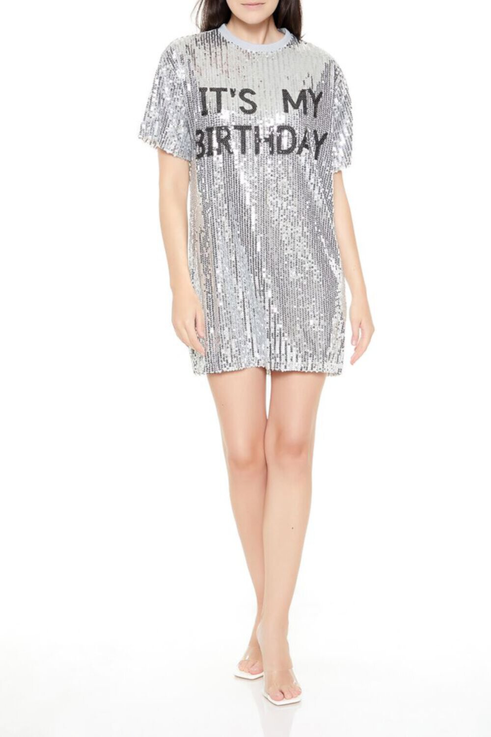 Женское Платье футболка FOREVER21 Sequin It's My Birthday FOREVER21